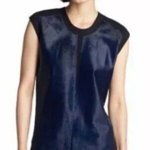 helmut lang velvet  tunic -color navy with black trim size  S